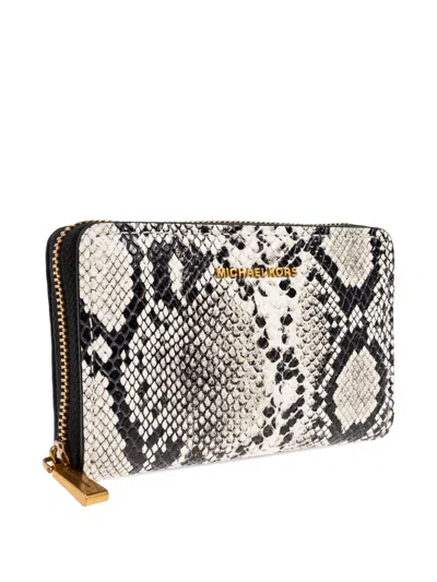 Michael Michael Kors Jet Set Snakeskin-pattern Zip-around Wallet In Animal Print