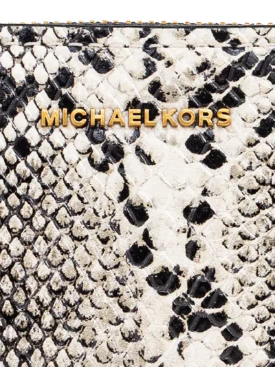 Michael Michael Kors Jet Set Snakeskin-pattern Zip-around Wallet In Animal Print