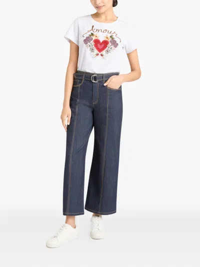 Cinq À Sept Western Amour Shrunken Crewneck Tee In White