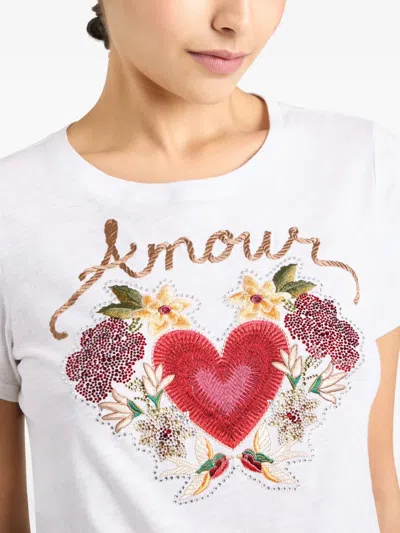 Cinq À Sept Western Amour Shrunken Crewneck Tee In White