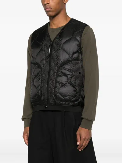 C.p. Company D.d. Shell Quilted Panelled Gilet In Black