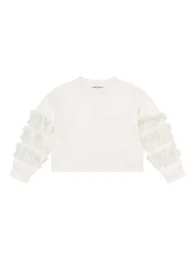 Mama Luma Ruffle-sleeve Sweatshirt In White