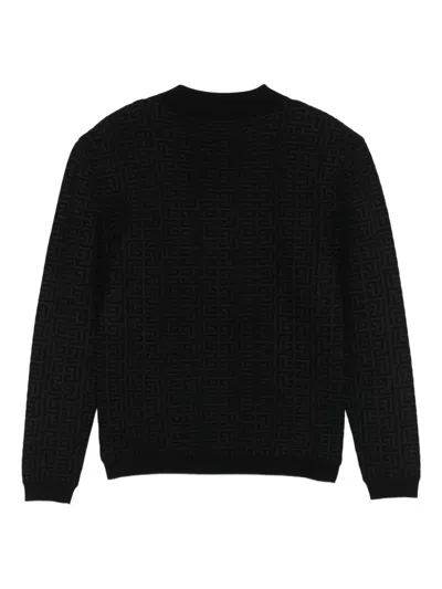 Balmain Monogram-pattern Sweater In Black