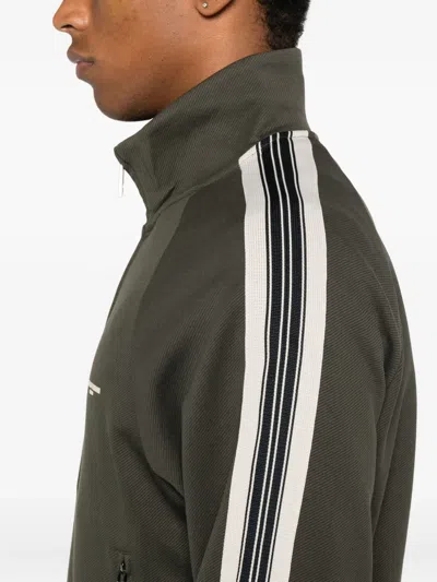 Emporio Armani Olive Logo Cotton Zipped Sweatshirt In Green