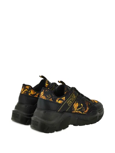 Versace Jeans Couture Watercolor Couture-print Sneakers In Black
