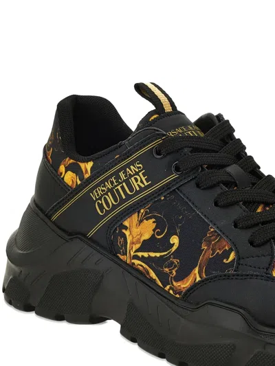Versace Jeans Couture Watercolor Couture-print Sneakers In Black