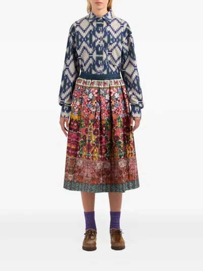 Pierre-louis Mascia Alosol Pleated Floral-print Midi Skirt In Multi