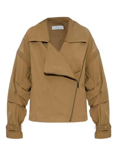 Iro Harper Diagonal-zip Biker Jacket In Brown