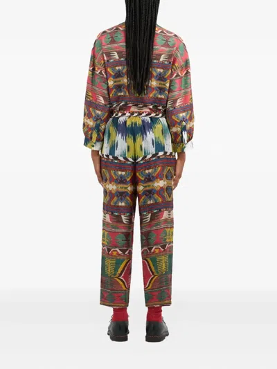 Pierre-louis Mascia Aloe Ikat-pattern Drawstring Trousers In Multi