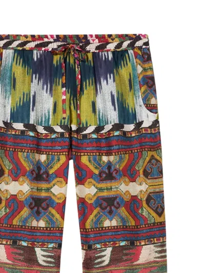 Pierre-louis Mascia Aloe Ikat-pattern Drawstring Trousers In Multi