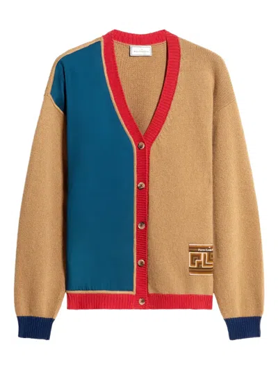 Pierre-louis Mascia Colour-block Panelled Cardigan In Brown