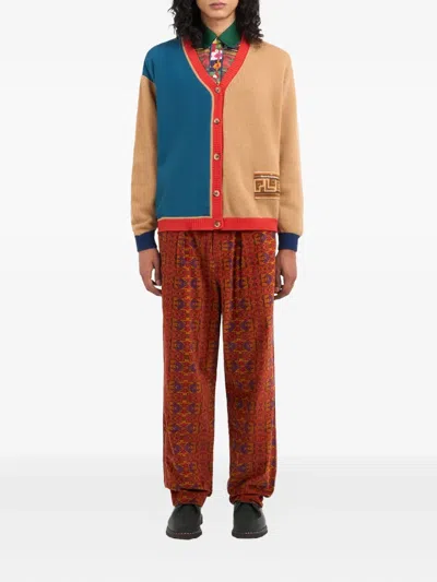 Pierre-louis Mascia Colour-block Panelled Cardigan In Brown