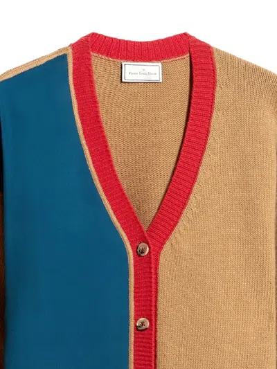 Pierre-louis Mascia Colour-block Panelled Cardigan In Brown