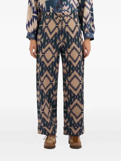 Pierre-louis Mascia Geometric-print Trousers In Blue