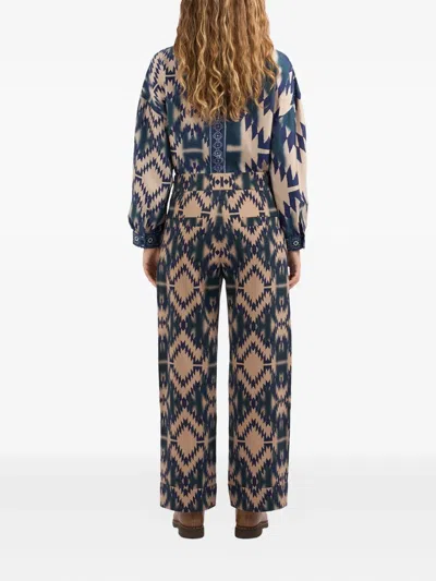 Pierre-louis Mascia Geometric-print Trousers In Blue