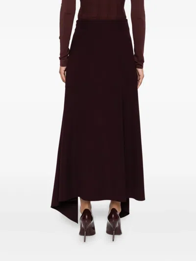 Mugler Ruffled Asymmetric Skirt In Burgundy