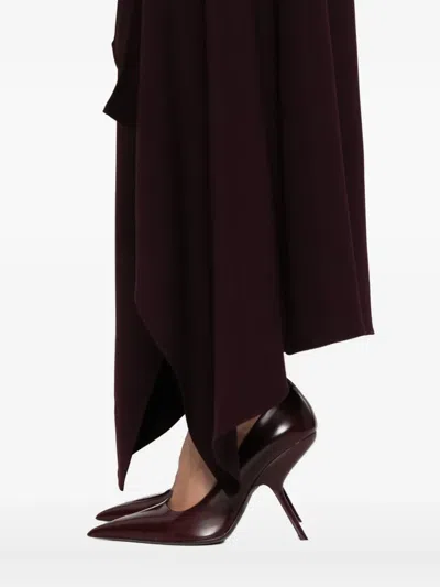 Mugler Ruffled Asymmetric Skirt In Burgundy