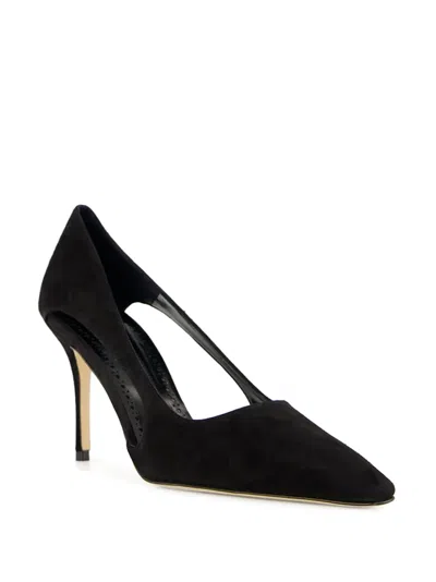 Manolo Blahnik 90mm Cut-out Suede Pumps
