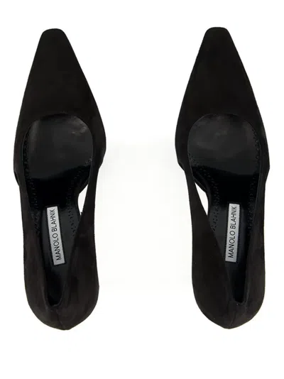 Manolo Blahnik 90mm Cut-out Suede Pumps