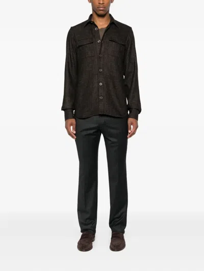 Kiton Button-fastening Trousers In Black