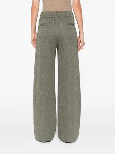 Peserico Wide-leg Pants With Drawstring Waist In Green