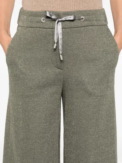 Peserico Wide-leg Pants With Drawstring Waist In Green
