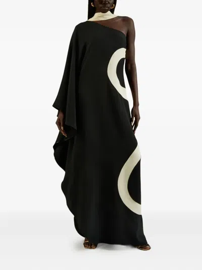 Taller Marmo Ubud Serpente One-shoulder Maxi Dress In Black