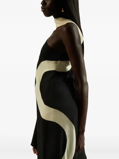 Taller Marmo Ubud Serpente One-shoulder Maxi Dress In Black