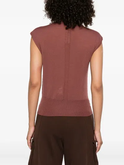 Rick Owens Ribbed Turtleneck Top In Pink