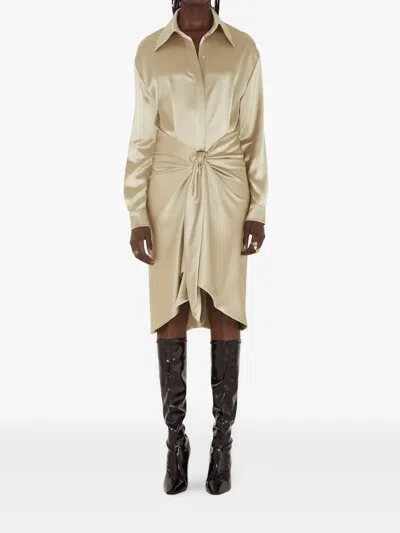 Galvan Satin Dress In Neutral