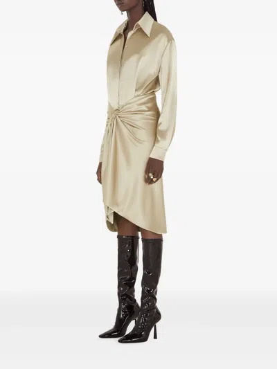 Galvan Satin Dress In Neutral