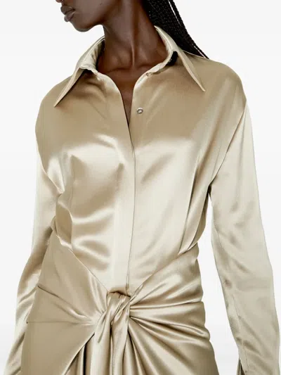 Galvan Satin Dress In Neutral