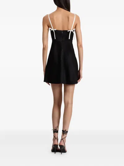 Alice And Olivia Morgan Babydoll Mini Dress With Bow Dtl In Black
