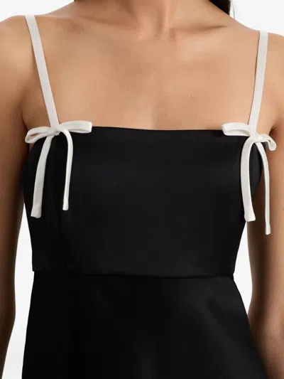 Alice And Olivia Morgan Babydoll Mini Dress With Bow Dtl In Black