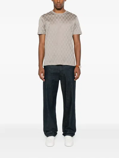 Paul & Shark Checked Cotton T-shirt In Brown