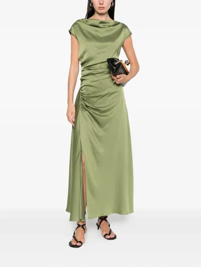 Simkhai Womens Olive Burke Draped Satin Midi Dress In Green