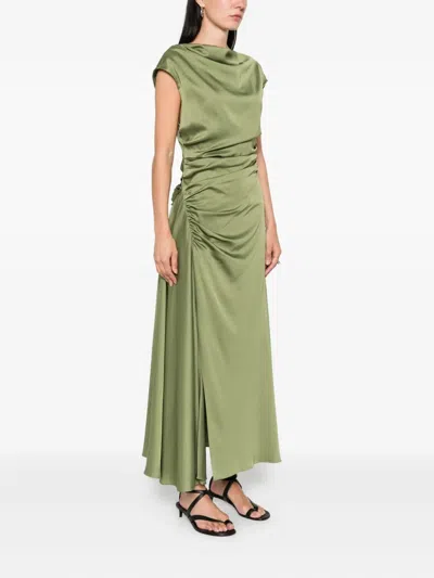 Simkhai Womens Olive Burke Draped Satin Midi Dress In Green