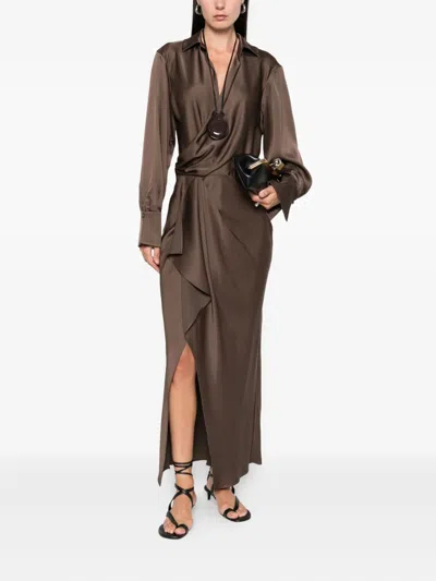 Simkhai Wrap-front Maxi Dress In Brown
