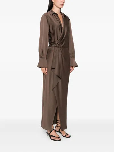 Simkhai Wrap-front Maxi Dress In Brown
