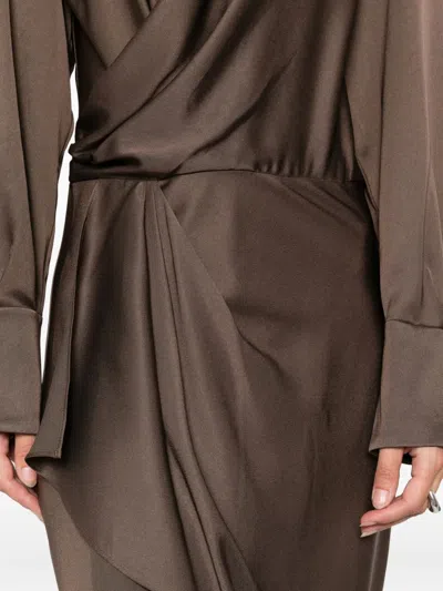 Simkhai Wrap-front Maxi Dress In Brown
