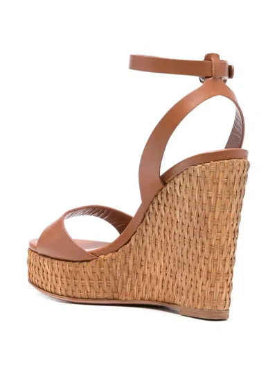 Aquazzura Sunseeker 110 Leather Wedge Sandals