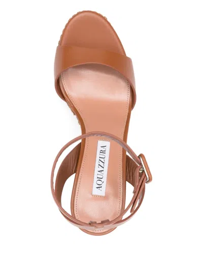Aquazzura Sunseeker 110 Leather Wedge Sandals