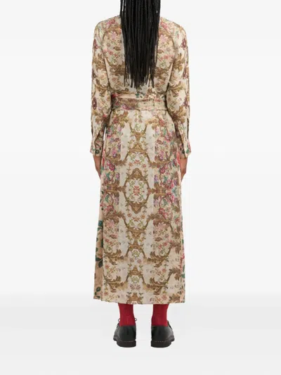 Pierre-louis Mascia Aloe Floral-print Maxi Shirt Dress In Brown