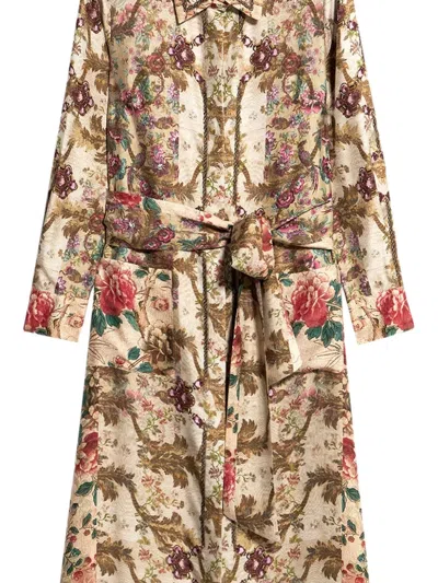 Pierre-louis Mascia Aloe Floral-print Maxi Shirt Dress In Brown