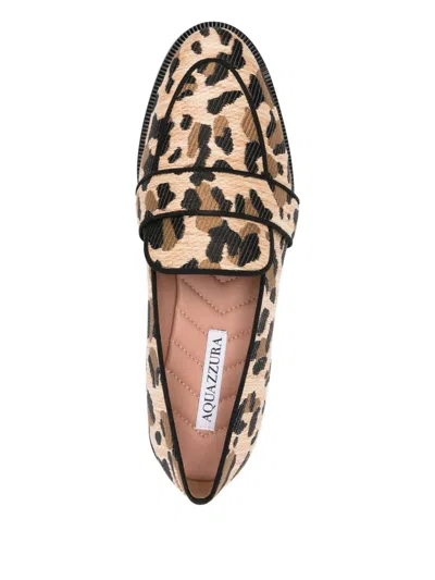 Aquazzura Leopard-print Loafers In Neutral