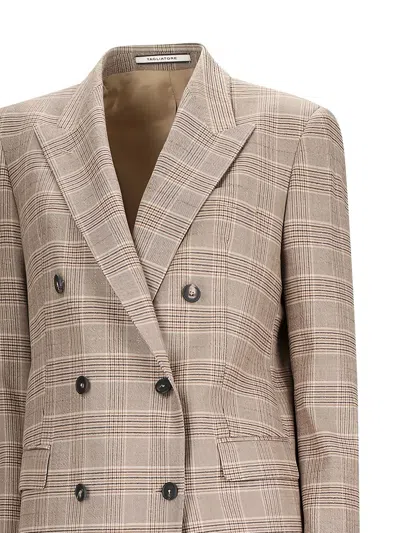 Tagliatore Double-breasted Checked Blazer In White
