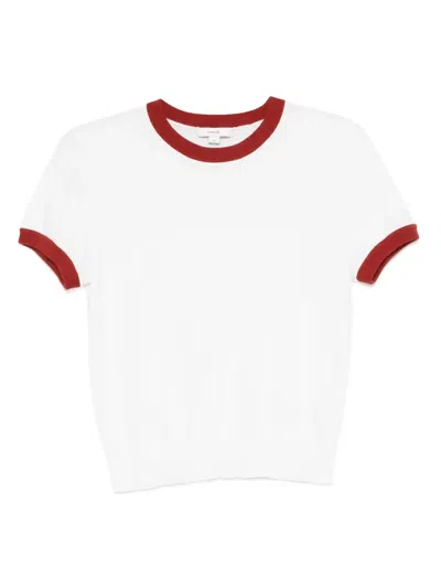 Vince Contrast-trim Cotton-cashmere T-shirt In White