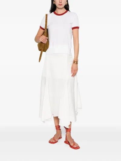 Vince Contrast-trim Cotton-cashmere T-shirt In White
