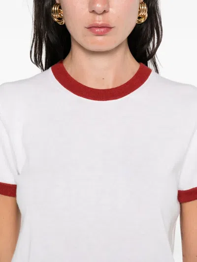 Vince Contrast-trim Cotton-cashmere T-shirt In White