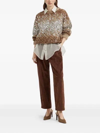 Brunello Cucinelli Corduroy Straight-leg Trousers In Brown